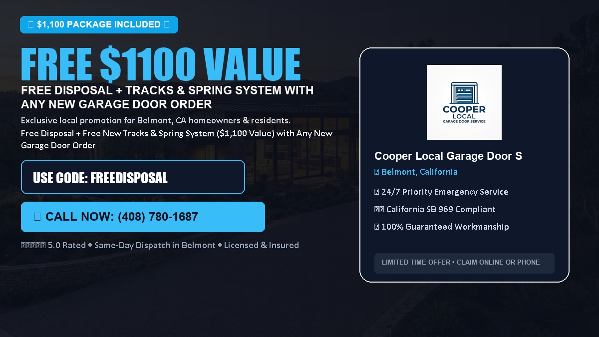 Free Disposal + Free New Tracks & Spring System with Any New Garage Door Order ($1100 Value) in Belmont, CA